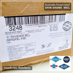 Beef SHIN SHANK frozen 90CL sengkel Australia TEYS bulk +/- 28 kg/carton 54x36x19cm (price/kg) PREORDER